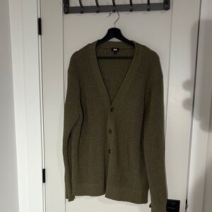 Uniqlo Men's Khaki Cardigan Sweater